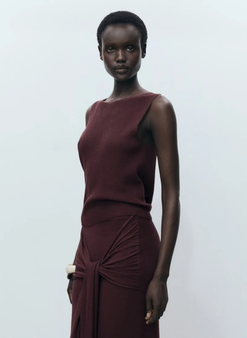 MANGO fine ribbed knit top